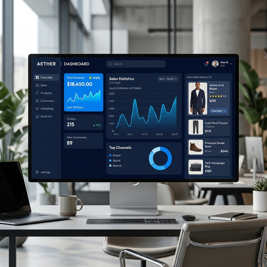 E-Commerce Store & Analytics Dashboard Mockup